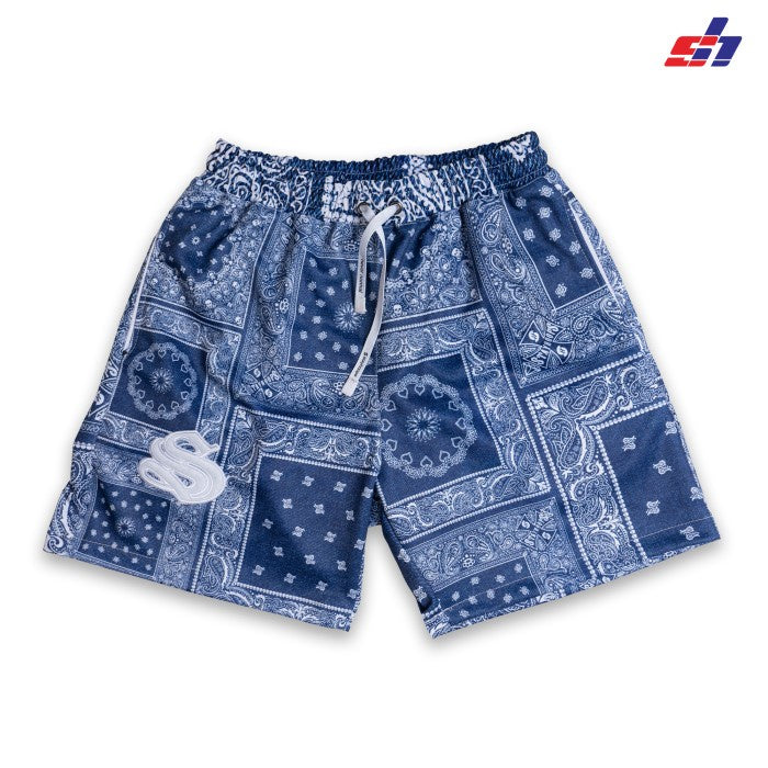 ROMWE MEN Street Life Men's Skeleton Hand & Paisley Print Drawstring Waist Shorts School P 27914247