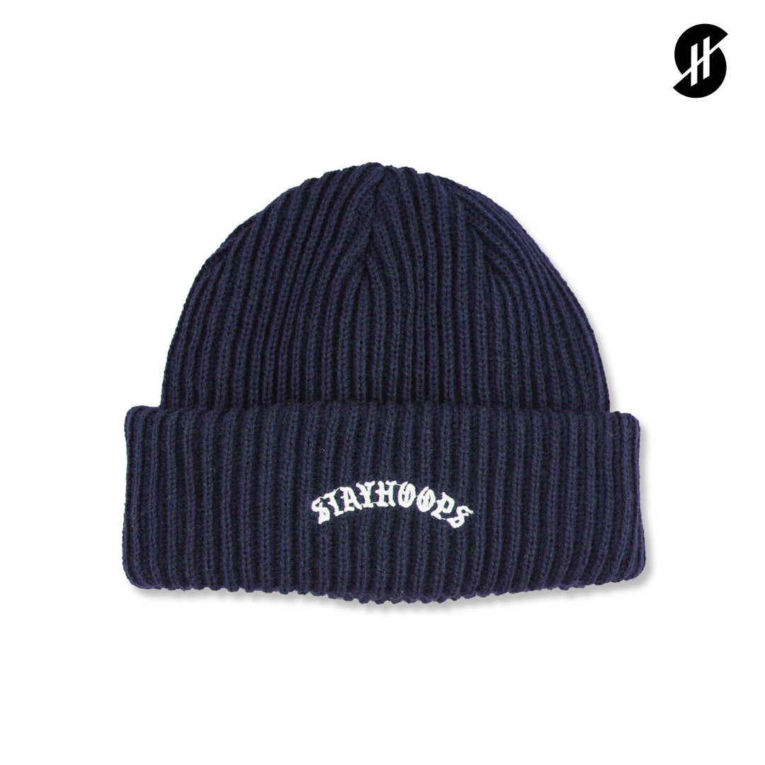 Letter Embroidered Beanie Navy